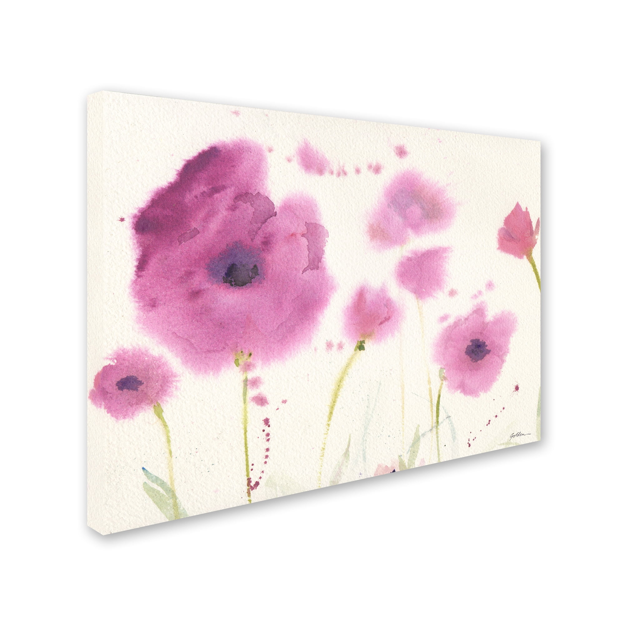 Trademark Fine Art "Purple Poppies" Canvas Art by Sheila Golden