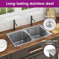 thumbnail image 5 of vidaXL Kitchen Sink with Strainer and Trap, Double Bowl, Ø16.5" Stainless Steel Rectangular, 5 of 10
