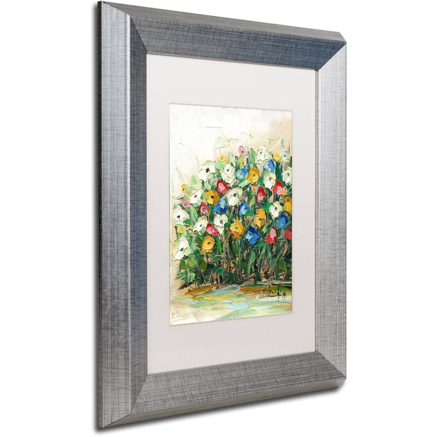 Trademark Fine Art "Spring Flowers in a Vase 10" Canvas Art by Hai Odelia, White Matte, Silver Frame