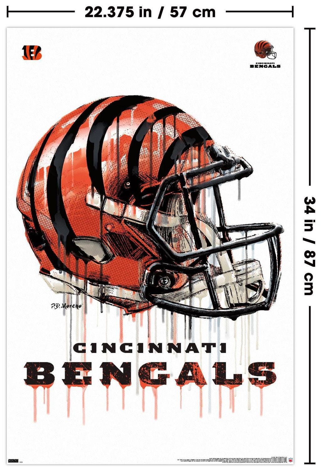 NFL Cincinnati Bengals - Drip Helmet 20 Wall Poster, 22.375" x 34"