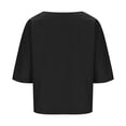 thumbnail image 6 of TKLPEHG Womens 3/4 Sleeve Dressy Tops Crew Neck Three-quarter Sleeve Tshirt Summer Classic Solid Color Tshirt Loose Fitted Basic Tops Casual Blouses (Black,L), 6 of 7