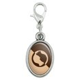 thumbnail image 1 of Cat Sitting Silhouette Antiqued Bracelet Pendant Zipper Pull Oval Charm with Lobster Clasp, 1 of 4
