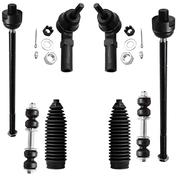 Detroit Axle - Front 8pc Suspension Kit for Buick LeSabre Lucerne Park Avenue Riviera Cadillac Deville DTS Seville Pontiac Bonneville, 4 Tie Rods 2 Sway Bars 2 Boot & Bellows Replacement