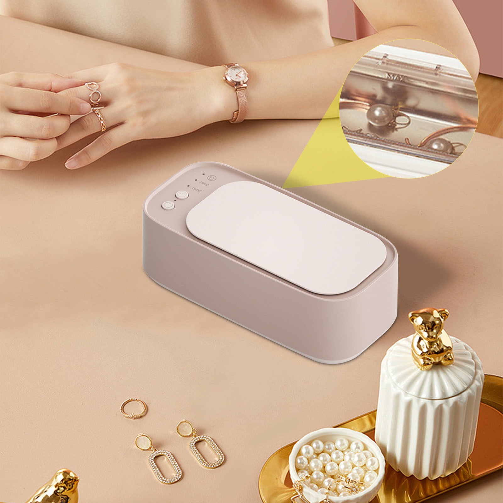 HARPI Premium Pink USB Ultrasonic- Glasses Cleaner Jewelry Cleaner Household Small Jewelry Cleaner.