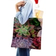 thumbnail image 4 of Plantas Suculentas Bolso de tela con estampado de lienzo para mujer, bolsa de compras reutilizable y estética, con cremallera interior, regalo para mujer,40*40cm., 4 of 6