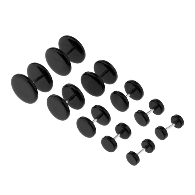 Pendientes de acrílico Sunnimix Tirador de tapón falso 5 pares negro