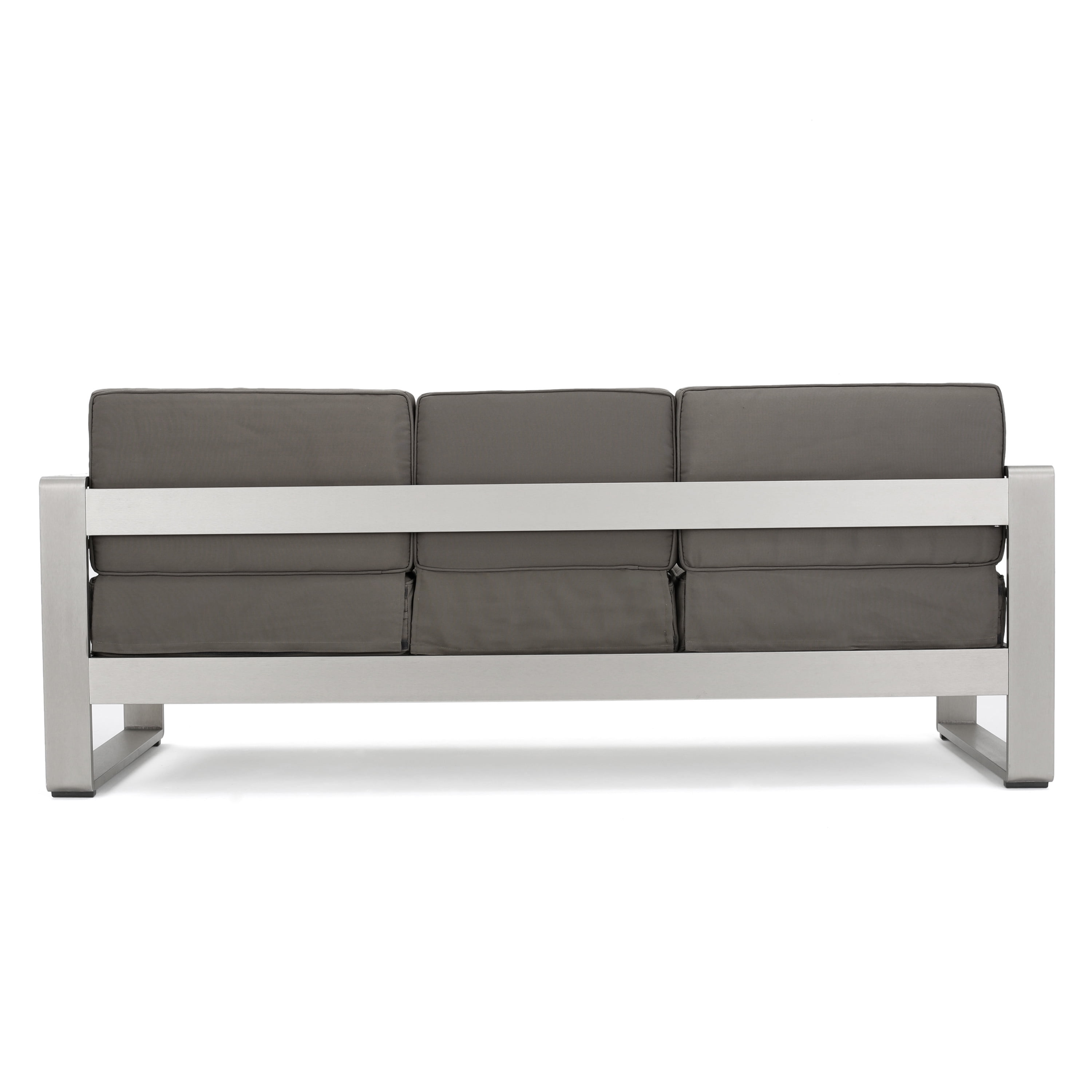 Gannon Outdoor 4 Piece Aluminum Chat Set with Cushions, Khaki