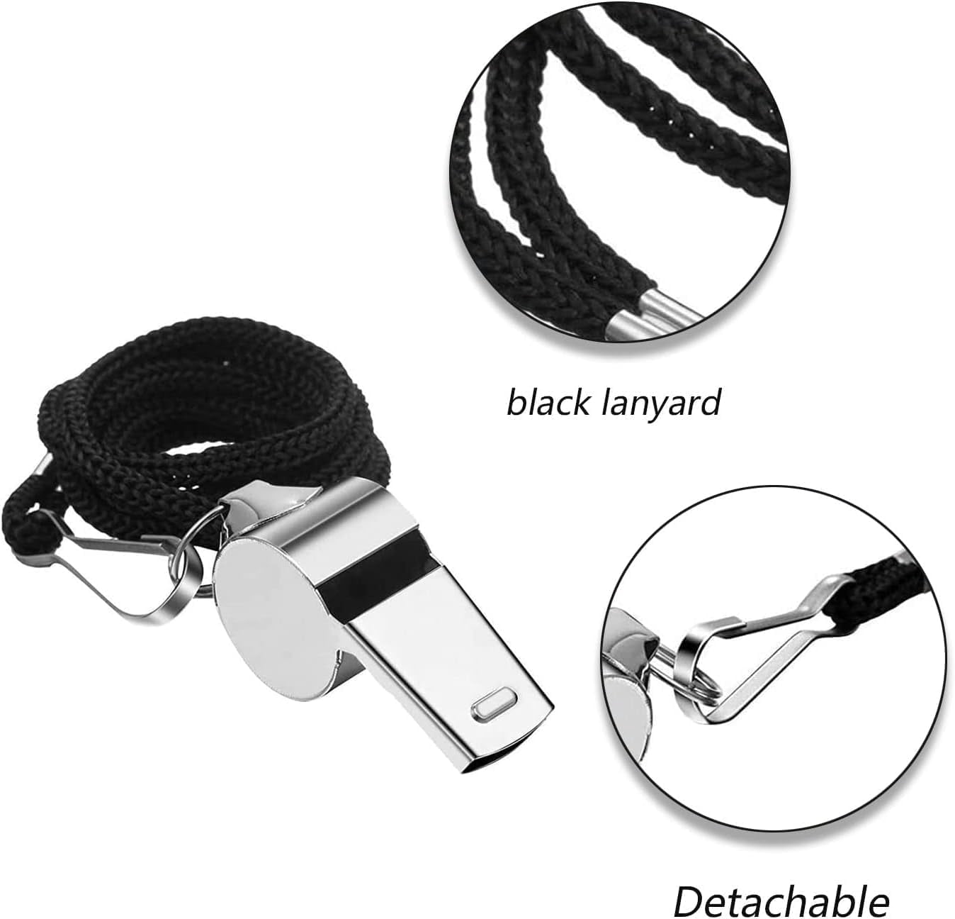 6 Pcs Stainless Steel Whistle, Referee Whistles, Strong Metal Whistle with Lanyard for Coaches, Strong and Durable for Referees, Coaches, Lifeguards, Team Sports