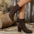thumbnail image 5 of Wensltd Women's Boots Suede Pointed Toe Solid Color Winter Fashion Chunky Mid Heel Booties, 5 of 9