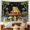 thumbnail image 5 of Funny Frog Mushroom Tapestry Boho Night Starry Star Floral Sage Green Leaves Forest Botanical Plant Rustic Tapestries Wall Hanging for Bedroom Living Room Dorm Background Cloth, 5 of 10