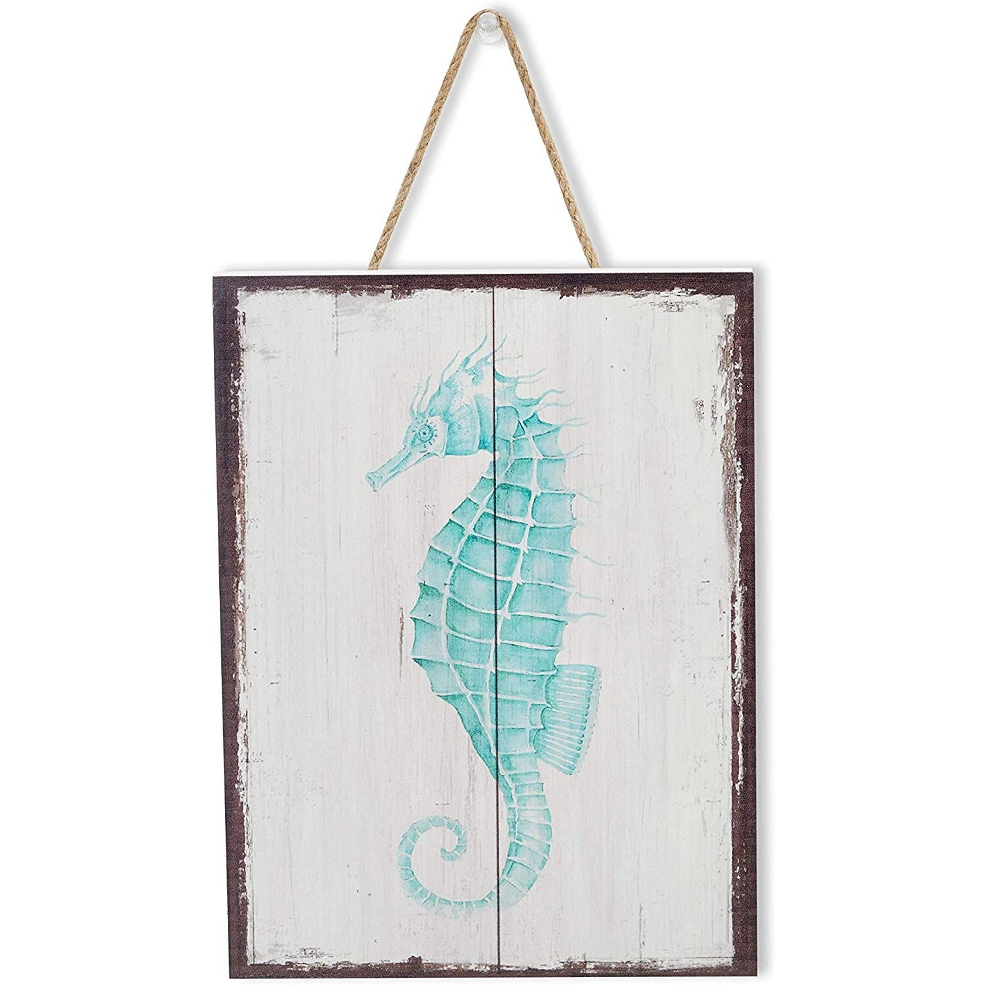 2Pack Nautical Seahorse Wood Wall Hanging Art Ornament Decor 6"x8"x0.7