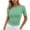 Green-01, variant on Women's Gingham Boat Neck T Shirts Ruched Side Slim Waist Blouses Casual Daily & Summer Wear