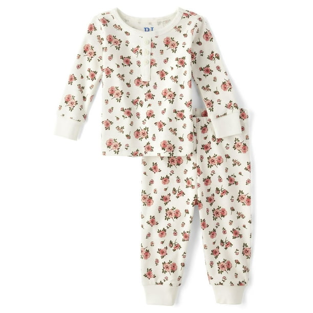 Conjunto de pijama The Children's Place Baby Girl de 3 años con estampado floral blanco