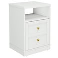thumbnail image 3 of Cozy Home white Nightstand with Storage Shelf & Door, Faux Drawer Design End Table, Compact Side Table for Bedrooms, Dorm Rooms & Small Spaces, Set of 1, 3 of 10