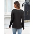 thumbnail image 4 of Zeagoo Women's Ribbed Knit Tops Long Sleeve Crew Neck Tees Decorative Pocket Button Shoulder Casual Basic Tee Shirts, 4 of 8