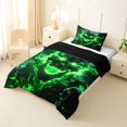 thumbnail image 2 of Castle Fairy Spooky Skull Octopus Twin Comforter Sets 2pcs,Gothic Flame Tentacle Scene Bedding Set,Lime Black,1 Comforter and 1 Pillowcase,Black Reversible, 2 of 6