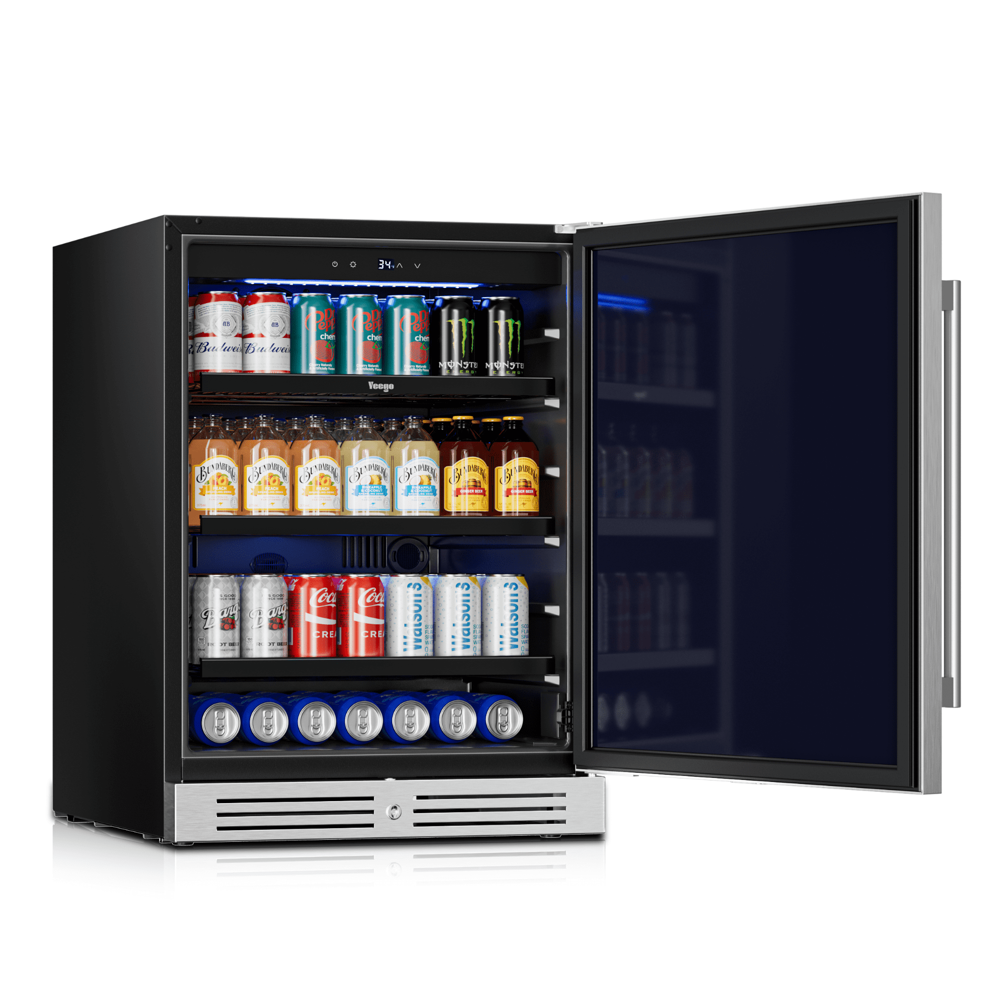 Yeego 24 Inch Beverage Refrigerator, Beverage Cooler with Stainless Steel Door, Built-in Outdoor Refrigerator for Soda, Beer, Wine