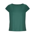 thumbnail image 3 of Women's Summer Cotton Linen Tops Round Neck Solid Color Blouse Casual Loose Short Sleeve T-shirt, 3 of 5