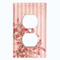 thumbnail image 2 of Metal Light Switch Plate Outlet Cover Tropical Pink Floral Striped Damask FLW065, 2 of 13