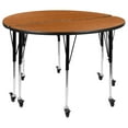 thumbnail image 2 of Flash Furniture 2 Piece Mobile 47.5" Circle Wave Flexible Oak Thermal Laminate Adjustable Activity Table Set, 2 of 11