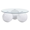 thumbnail image 1 of Table Basse Blanche Moderne avec Plateau en Verre Transparent et Base Sphérique, 1 of 2