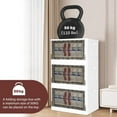 thumbnail image 4 of Plastic Storage Bins with Lids, 120 Qt (30 Gal) Storage Cabinet, 3 Pack Stackable Beige Wardrobe Closet Organizer, 20.5 x 11.4 x 31.9 Inch Foldable Plastic Storage Container with Door, 4 of 9