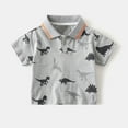 thumbnail image 2 of Chemise à Manches Courtes Imprimée Dinosaure avec Col à Revers pour Filles, Tissu Polyester, Longueur Régulière, Col Rond, Tenue Décontractée, pour 2–10 Ans, 2 of 9