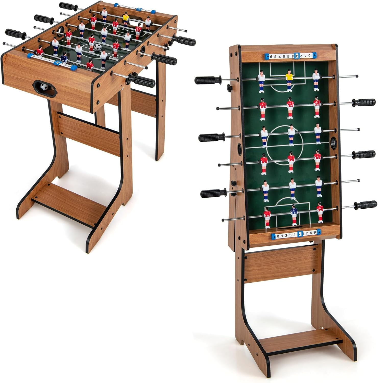 27in Folding Foosball Table with 2 Mini Footballs, Score Keepers - ASTM Certified for Indoor Recreation, Great for Family Game Nights and Parties