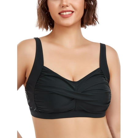 Ocean Blues Women and Women s Plus Size Ruched Bandeau Bikini Top Black Bathing Suit For All Women   Size Medium