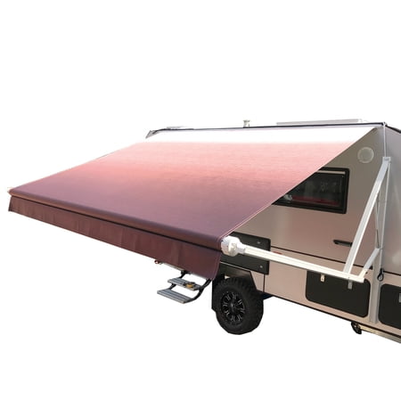 ALEKO 10 x8  Motorized Retractable RV/Patio Awning  Burgundy Fade Color