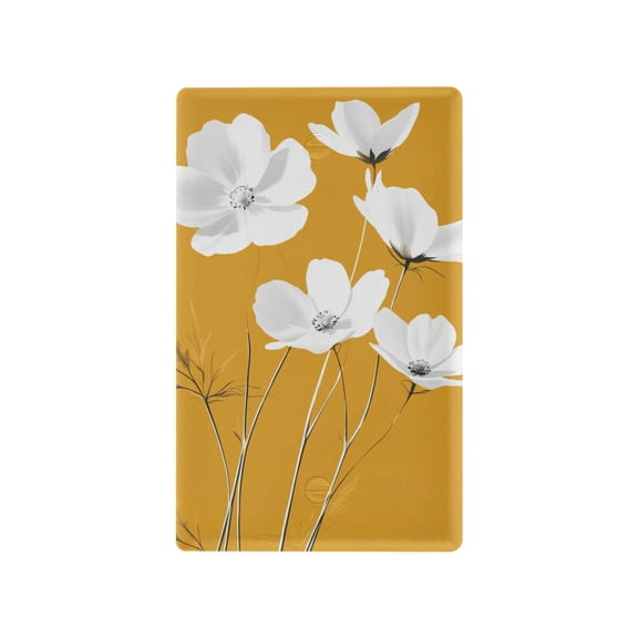 Yayeee Blank Wall Plate Cover 1-Gang 4.5"x2.7" Home Unused Decorative Outlet, White Flowers