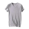 thumbnail image 2 of Fanxing Big And Tall T Shirts V Neck Gray Comfort Short Sleeve Tshirts Summer Basic Tees 5XL, 2 of 5