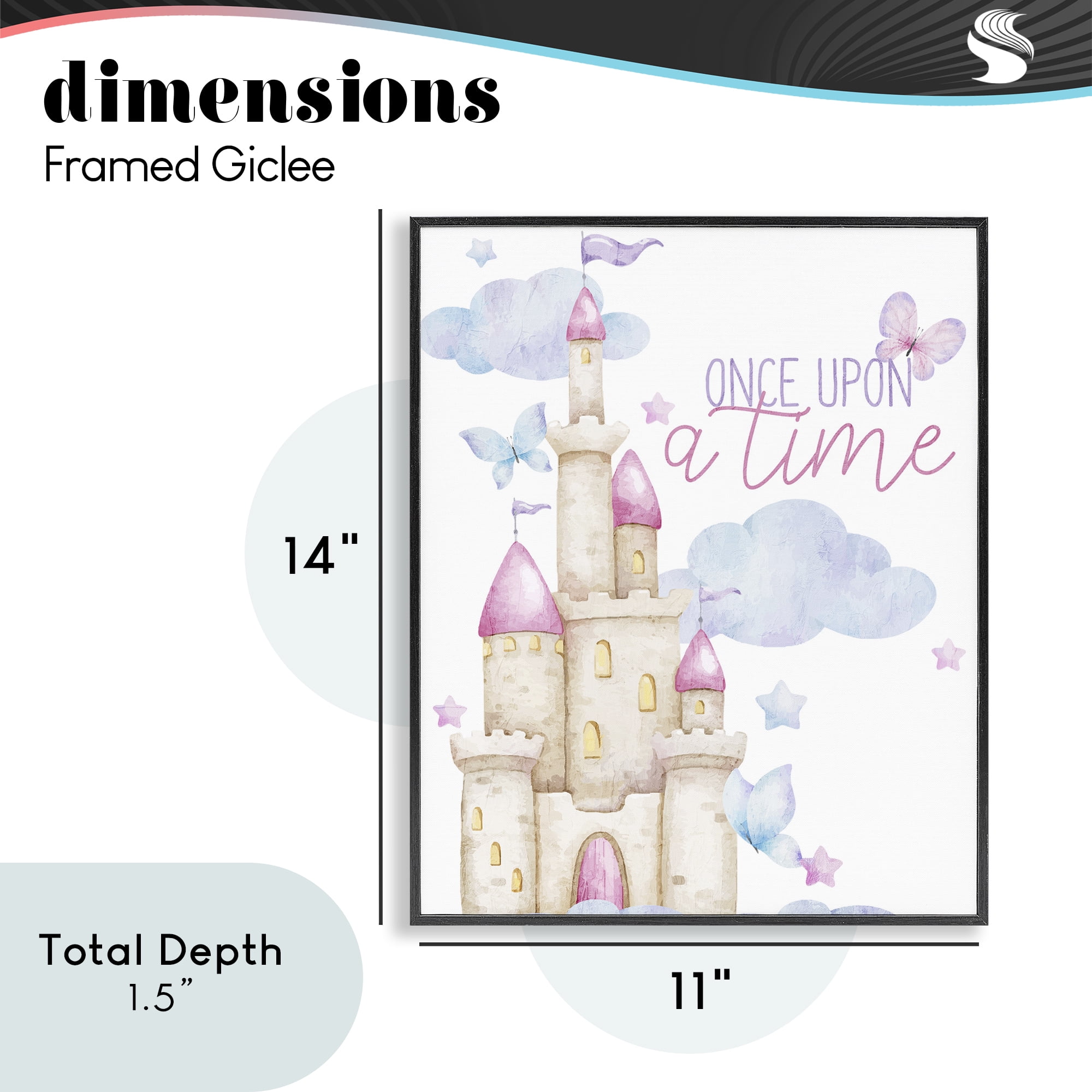 Once Upon A Time Castle Black Framed Giclee Art, design by Kim Allen