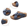 thumbnail image 4 of Yuanlong Women's Slides Sandals Platform Wedge Hollow Out Summer Sandals Leather Upper Stylish Beach Slippers, 4 of 8