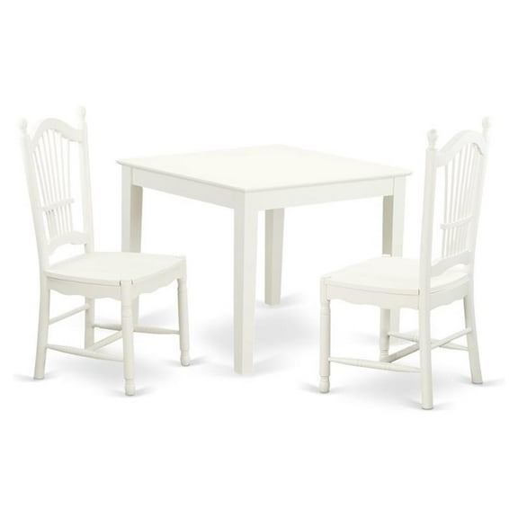 East West Furniture Oxford 3-piece Traditional Wood Dining Set in Linen White