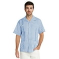 thumbnail image 2 of 9 Crowns Essentials Men's Guayabera Button Down Shirt (L.Blue, 2XL), 2 of 3