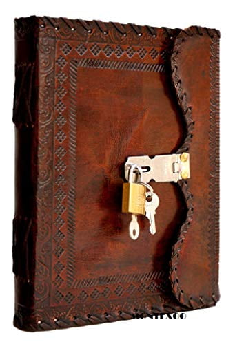 Hand Made Leather Notebook with Lock Leather Journal Gift for Men and Women 
