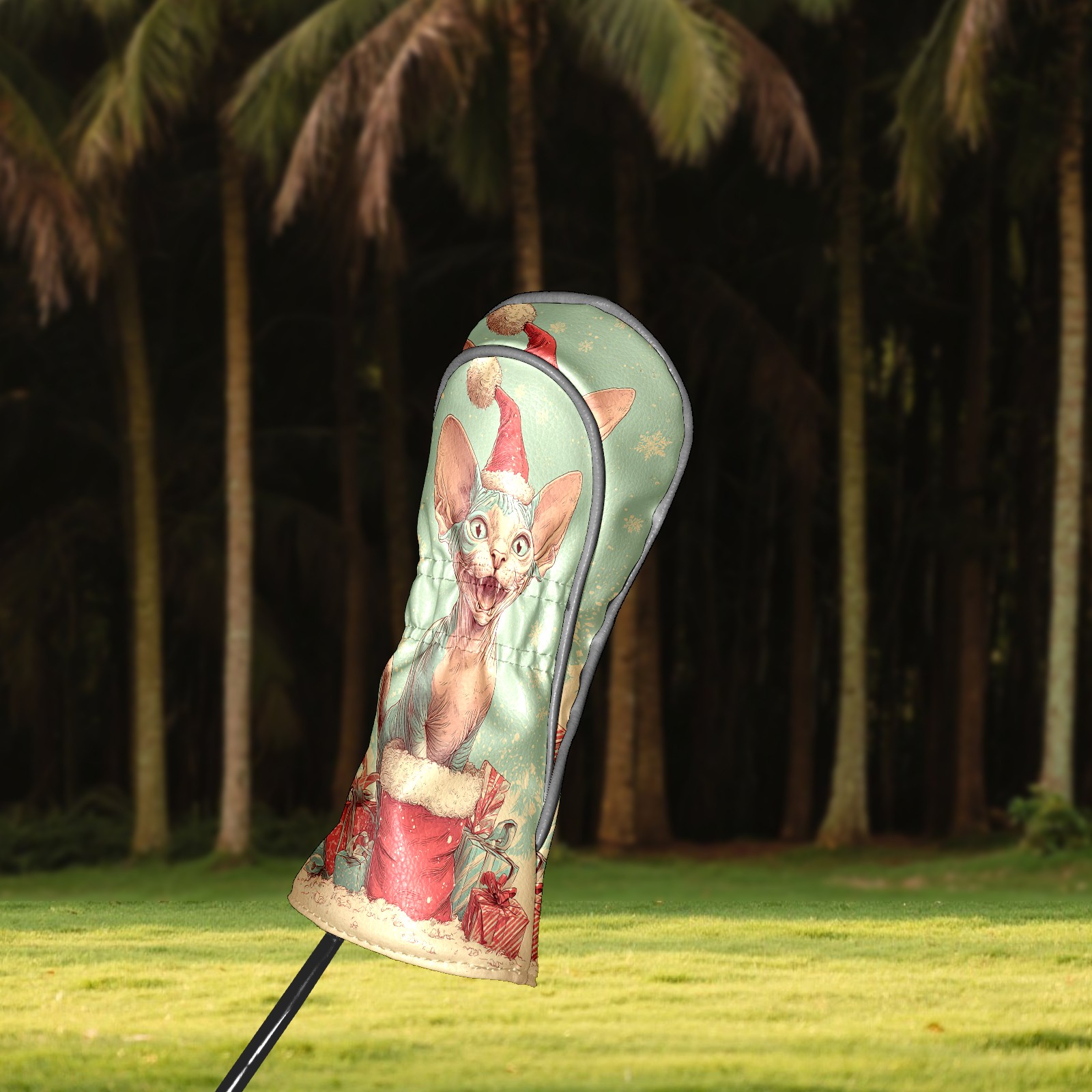 Golf Club Covers, Green XmasMouse Premium PU Leather Driver Hybrid Putter Head Covers with Velvet Lining, Waterproof Golf Gifts for Men Women