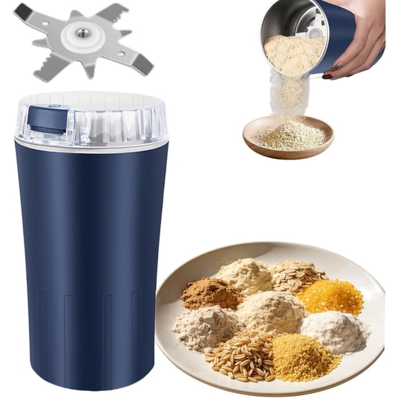 Household Superfine Grinder - Multi-grain Blending & Powdering Machine, Electric Spice Grinders with Stainless Steel Blades, One Touch Operation, Coffee Grinders for Home Use (Blue)