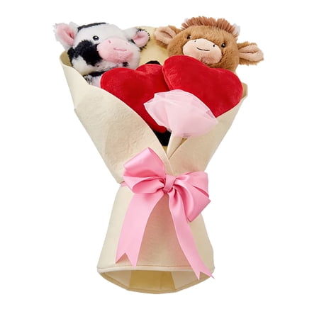 Cute Valentine S Day Plush Toy Bouquet Adorable Cow Plush Toy Valentine S Day Gift Ornament Birthday Gift Girlfriend Gift.