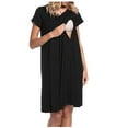 thumbnail image 2 of VEKDONE Clearance Maternity Nursing Dress,3 IN1 Short Sleeve Labor and Delivery Gown, Pleated Nursing Nightgown, Maternity Nightgowns for Hospital Short Breastfeeding Nightgown Black XXL, 2 of 4