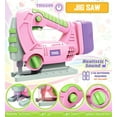 thumbnail image 4 of Exercise N Play Kids Tool Set with Electric Toy Drill Chainsaw Jigsaw Toy Tools for Kids Girl (Pink), 4 of 8