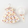 thumbnail image 2 of Baby Toddler Girl Dress with Hat Toddler Baby Girl Summer Cute Print Dress With Suspenders With Hat Red 3-4 Years, 2 of 7