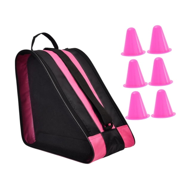 Bolsa de patinaje enrollador bolso de patinaje sobre hielo portátil de transporte zapatos de patinaje con bolsas para niños para niños niñas patines rosa