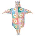 thumbnail image 2 of FORMRS Wearable Blanket Hoodie with Sleeves for Kids Cozy Flannel Sweatshirt, Pink Checkered Daisy, 2 of 7