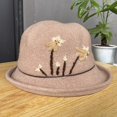 thumbnail image 3 of CoCopeaunts Thickened Wool Women Bucket Hat Winter Fashionable Flower Embroidery Fisherman Hat Cold Proof Roll up Brim Basin Hat, 3 of 8