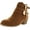 Tan, variant on CL-14 Women's Buckle Straps Stacked Low Heel Ankle Booties
