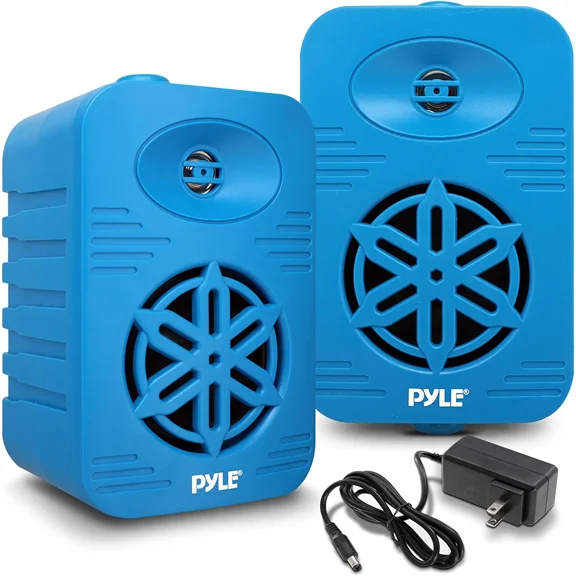 Bluetooth Indoor Outdoor Speakers Pair - 300 Watt Dual Waterproof 4” 2-Way Full Range Speaker System w/ 1/2” High Compliance Polymer Tweeter - Home, Boat, Marine, Deck, Patio, Poolside - PDWRBT46BL