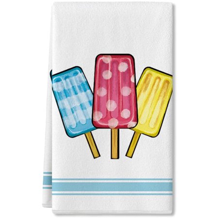 Popsicle Summer Fingertip Towel, Seasonal Holiday Soft & Absorbent Household Hand Towel Gift Bathroom Kitchen Decoration Set of 1, 16 x 28 Inch