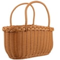 thumbnail image 3 of MERRYHAPY Light Brown Imitation Rattan Storage Basket with Round Handle for Home Use, 3 of 5